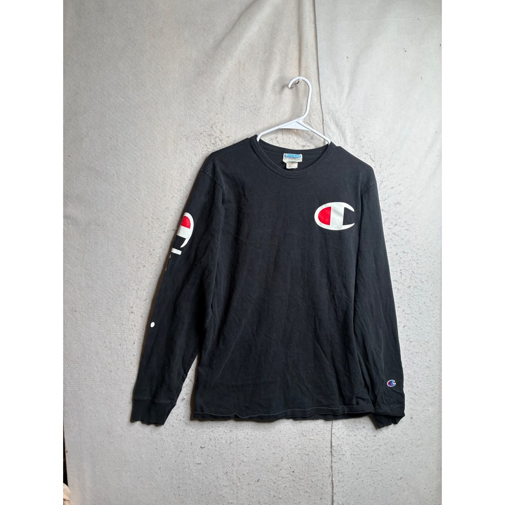 Champion Mens Big C Logo Long Sleeve T-Shirt Black GT47 BKC Large